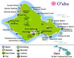 a map of oahu with all the locations