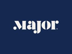 the word major on a blue background with white letters that spell major, and an image of