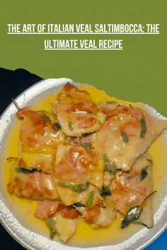 a white plate topped with ravioli covered in cheese and sauce on top of a blue table