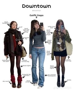 Outfit Aesthetic Names, Downtown Outfits Autumn, Downtown Style Outfits, Outfits Downtown Aesthetic, Down Town Outfits, Downtown Outfits Aesthetic, Downtown Fashion