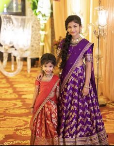 Banaras Lehanga Designs, Black Pattu Lehenga Half Saree, Banaras Half Saree Designs, Langa Voni Half Saree For Kids, Half Saree Lehenga For Kids, Kids Langa Voni