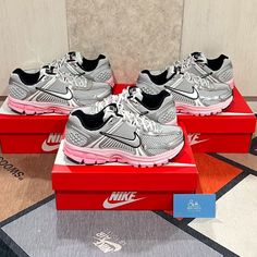 Sizes Available: 5y/6.5w, 6y/7w, 7y/8w Brand New Nike Silver Running Shoes With Air Cushioning, Silver Running Shoes With Reflective Details, Silver Running Shoes With Reflective Details And Round Toe, Nike Silver Sneakers With Reflective Details, Nike Silver Sneakers, Nike Zoom Vomero 5, Nike Vomero, Zoom Vomero 5, Vomero 5