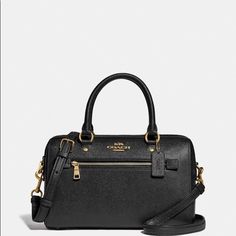 Coach Rowan Satchel Im/Black Crossgrain Leather Inside Zip And Multifunction Pockets Zip Closure, Fabric Lining Handles With 4 1/4" Drop Outside Zip Pocket Detachable Strap With 23" Drop For Shoulder Or Crossbody Wear 10 1/2" (L) X 6 1/4" (H) X 5 1/2" (W) Style No. 79946 Coach Msrp$328 Brand New With Tags! Price Firm! No Trade! Fall Shoulder Bag With Branded Hardware In Black, Coach Black Satchel For Fall, Black Shoulder Bag With Branded Hardware For Fall, Black Coach Satchel For Fall, Black Bags With Branded Hardware For Fall, Fall Black Bags With Branded Hardware, Black Textured Leather Satchel For Fall, Coach Black Shoulder Bag For Fall, Coach Satchel