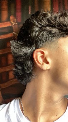 Curly Mullet Short Men, Mini Mullet Men Curly, Low Fade Mullet Curly, Short Fringe Mullet, Low Taper Fade Mullet Curly Hair, Faded Mullet Curly Hair, Taper Fade With Beard, Mens Long Hair Undercut, Mens Hairstyles Fade