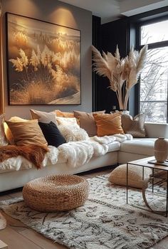 a living room filled with lots of furniture and decor