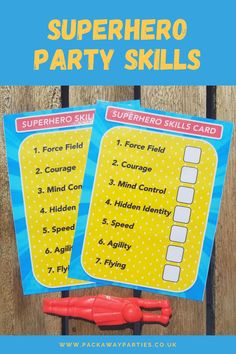 Superhero Party Skills Cards Hidden Identity