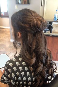 20 Chic Half Up Half Down Hairstyles For Black Hair 2023 Hair Up Half Down Prom Hair, Half Bun Half Down Wedding Hair, Half Up Bun Hairstyles Prom, Hairstyles Curls Half Up Half Down, Hairstyles Fancy Half Up, Half Up Half Down Grad Hair, Cute Half Up Half Down Prom Hairstyles, Curled Hair Half Up Half Down Bun