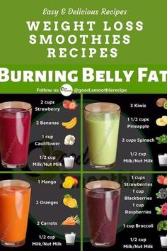 easy and delicious recipes - weight lose smoothies recipes - burning belly fat Fat Burning Smoothie Recipes, Smoothie Diet Plan, Smoothies Recipes, Fat Burning Smoothies, The Smoothie Diet, Smoothie Diet Plans, Flat Belly, Light Recipes, Smoothie Diet