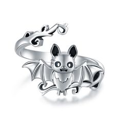 PRICES MAY VARY. Bat Ring:Bats are flying nocturnal animals that are one of the symbols of Halloween. A unique Halloween bat design ring that is eye-catching and super cute and will no doubt bring you lots of compliments. Material:925 sterling silver. Oxidized finish adds to the antique feel of this bat ring. Ring size: Adjustable rings are especially suitable as gifts when the recipient's exact finger size is unknown. (slightly adjustable to 6#-9#) ift: You can get 1* bat ring, 1* cleaning clot Sloth Ring, Bat Ring, Bat Design, Mom Friends, Nocturnal Animals, Halloween Bat, Animal Rings, Detailed Ring, Unique Halloween