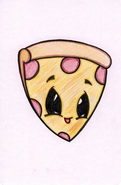 a drawing of a piece of pizza with eyes