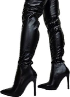 Sleek Fitted Knee-high Faux Leather Boots, Sleek Fitted Faux Leather Knee-high Boots, Sleek Black Thigh High Boots, Sleek Black Thigh-high Boots, Sleek Faux Leather Platform Boots, Fall Season Leather Heeled Boots For Club, Fitted Faux Leather Knee-high Boots For Night Out, Sleek Over-the-knee Boots For Night Out, Sleek Over-the-knee Heeled Boots For Night Out