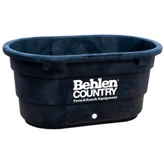 a black plastic tub with the behlen country logo on it