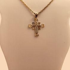 With Cubic Zirconias In The Middle Cross. Chain Not Included. Dainty And Lightweight. Gold Cross Necklace, Cross Chain, Gold Cross, 14kt Gold, Luxury Jewelry, In The Middle, Heart Pendant, The Middle, Womens Jewelry Necklace