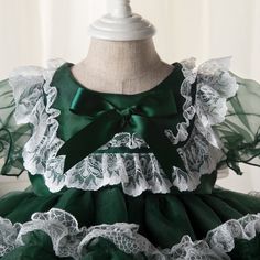 Princess Christmas Dresses With Ruffles, Princess Style Christmas Dress With Ruffles, Green Princess Dress For Birthday And Christmas, Fitted Christmas Princess Dress With Ruffles, Fitted Princess Dress With Ruffles For Christmas, Cute Ruffled Princess Dress For Birthday, Cute Princess Dress With Ruffles For Birthday, Cute Princess Dress With Ruffles For Dress-up, Cute Green Ruffled Tutu Dress