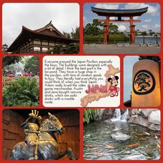 a collage of photos with different scenes including a pagoda, fountain and horse statue