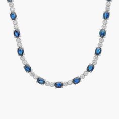 Vibrant sapphires and brilliant diamonds shine in this stunning necklace. Blavk Star Daphire Necklaces, Eternity Necklace, Sapphire Necklace, Blue Nile, Diamond Eternity, Stunning Necklace, Brilliant Diamond, Precious Gemstones, Gemstone Necklace