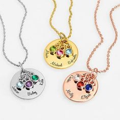 Charm Mom with this customizable cluster necklace! Size: one size.  Color: Gold.  Gender: female.  Age Group: adult. Family Jewellery, Nameplate Necklace, Cluster Necklace, Infinity Symbol, Tree Pendant, Necklace Size, Birthstone Necklace, Personalized Necklace, Name Necklace