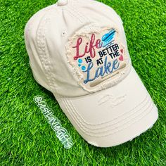 Life is Better at the Lake - Lake Life Hat - Distressed - 3 Colors! Great for the beach, boating, vacation, or a day at the lake! Check out or LAKE LIFE VISORS! 😎 Distressed Hats For Beach In Summer, Distressed Summer Beach Hats, Distressed Beach Hat For Summer, Distressed Casual Beach Hat, Casual Distressed Beach Hat, Auburn Baseball, Pool Gifts, Beach Jeep, Caps Game