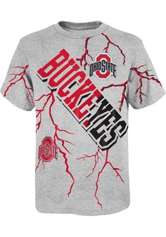 Kids, show your support for your favorite team in this Ohio State Buckeyes Boys Grey Short Sleeve Tee! This T-Shirt features a soft hand screen print team graphic, so everyone will know you cheer for the The Ohio State University! This is the perfect Ohio State Buckeyes Boys T-Shirt for wearing from every day to game day. Go Buckeyes! Collegiate T-shirt With Sublimation Print For Game Day, Athletic Heather Fan Apparel T-shirt, Collegiate T-shirt With Sublimation Print For Sports Events, Team Spirit T-shirt With Sublimation Print For Fans, Fan Apparel Sublimation Design With Team Name, Fan Gear Sublimation Design With Team Name, Team-colored Jersey With Graphic Print, Athletic Heather Team Spirit T-shirt With Graphic Print, Team-colored T-shirt With Sublimation Print For Fans