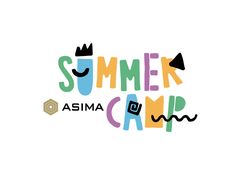 the words summer camp are painted in different colors