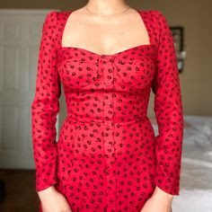 Reformation Red Mini Dress Size 2 Sustainable Fabric In Great Condition Metallic Mini Dresses, Sustainable Fabric, Ribbed Mini Dress, Reformation Dress, Reformation Dresses, Denim Mini Dress, Red Mini Dress, Sustainable Fabrics, Polka Dot Dress