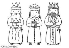 the three wise men are wearing crowns and holding their hands in each other's pockets