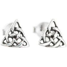 Sterling silver triangular Celtic stud earrings complete in a quality gift box arriving from Scotland. Measures 7mm.