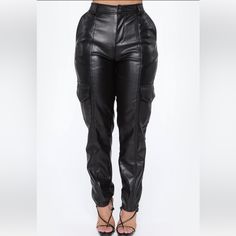 Nwt! Pu Leather Cargo Pant. Elastic Ankle Cuff Front Pockets Back Pockets Cargo Pockets Not Much Stretch, But Great Quality, Thick And Very Soft. True To Size High Waist Cargo Pants With Pockets For Night Out, High-waist Cargo Pants With Pockets For Night Out, Trendy Cargo Pocket Pants For Night Out, Trendy Pants With Cargo Pockets For Night Out, Fitted Cargo Pants For Night Out In Fall, Fitted Pants With Cargo Pockets For Night Out, Utility Bottoms With Cargo Pockets For Night Out, Utility Bottoms With Pockets For Night Out, Fitted Cargo Bottoms For Night Out