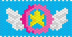 a cross stitch pattern with white, pink and yellow flowers on blue squares in the center