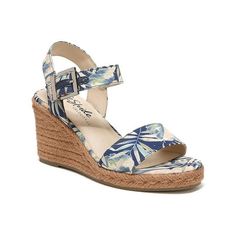 Manufacturer: LifeStride Size Origin: US Style Type: Wedge Sandals Collection: Lifestride Velocity 2.0 Closure: Material: Man Made Fabric Type: Faux Leather Sku: BH5726325 Size: 10.  Color: Blue.  Gender: female.  Age Group: adult.  Pattern: floral. Adjustable Synthetic Wedge Heel Sandals, Casual Adjustable Wedge Heels, Adjustable High Heel Wedge Sandals In Synthetic Material, Adjustable High Heel Synthetic Wedge Sandals, Casual High Heel Wedge Sandals With Adjustable Strap, Blue Casual Wedge Sandals For Beach Season, Blue Wedge Sandals With Cushioned Footbed For Beach, Blue Round Toe Wedge Sandals For Beach Season, Blue Wedge Sandals For Beach Season