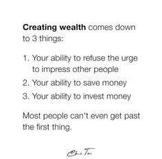 a sign that says creating wealth comes down to 3 things