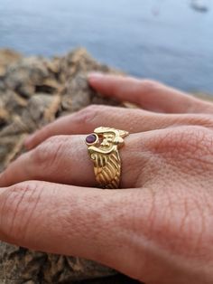 Handmade Egyptian-inspired ring featuring two gorgeous winged Phoenix birds as a symbol of hope rebirth and transformation. The phoenix can rise from the ashes, which represents the power of transformation. Size 6,7 and 8. Available in Sterling silver and in 24k gold plated brass. Also available in pink tourmaline and in opal. Egyptian Ring, Phoenix Birds, Bird Ring, Egyptian Inspired, Bird Rings, Ring Inspo, Phoenix Bird, Pink Tourmaline Ring, Egyptian Revival