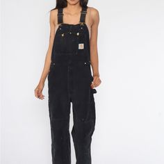 1990’s Vintage & Looks Like Is Was Packed Away & Never Used! -Hardware Looks Like Shiny Gold But Probably Polished Brass -A Little Musty From Being Packed Away & A Few Puppy Hairs. Other Than That You Would Swear It Was Just Bought. Men’s Size 32x34 Black Carhartt Overalls, Carhartt Overalls Women, Carhartt Overalls Outfit, Black Overalls Outfit, Carhartt Fashion, Black Pants Outfit, Carhartt Overalls, Overalls Outfit, Pants Streetwear