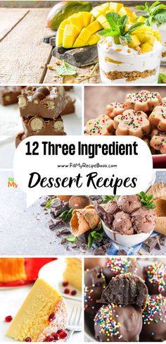 Sharing 3 ingredient dessert recipe ideas to create with a few of these that include truffle balls and ice cream, tarts cookies and parfait and more. Dessert Recipes Easy Quick 3 Ingredients Simple Cake Mixes, 3 Ingredient Desserts No Bake, Three Ingredient Desserts, Baking Ingredients List, Two Ingredient Cakes, Two Ingredient Desserts, No Bake Healthy, 5 Ingredient Desserts, 2 Ingredient Desserts