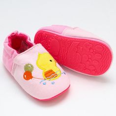 Baby Non-Slip Duckling Cartoon Printed Flats Shoes - PrettyKid Cute Non-slip Booties For Playtime, Playful Pink Non-slip Booties, Cute Pink Booties With Soft Sole, Cute Pink Booties With Rubber Sole, Pink Booties With Soft Sole For Playtime, Cute Pink First Birthday Booties, Cute Pink Booties For First Birthday, Cute Non-slip Spring Slippers, Playful Pink Non-slip Slippers