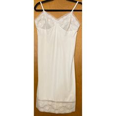 All measurements are taken with item lying FLAT Width: 16" ( armpit to armpit ) Length: 40" overall max length   To ensure a perfect fit, please compare the measurements above to an item you already own that fits you well. - White Slip Dress With Built-in Bra, Fitted Chemise With Built-in Bra For Loungewear, White Camisole Dress With Built-in Bra, Fitted Slip With Built-in Bra For Night, White Spaghetti Straps Slip Dress For Loungewear, Sleeveless Lace Chemise With Built-in Bra, White Fitted Slip Dress For Night, White Cami Slip Dress For Sleep, Fitted Camisole With Built-in Bra For Bedtime