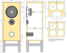 the diagram shows an open door with two speakers on each side and one speaker in the middle