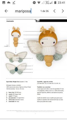 the instructions for crocheted stuffed animals are shown