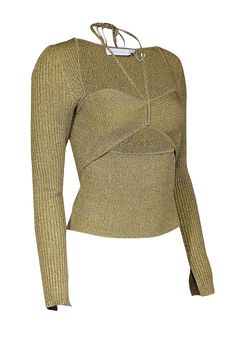 Get ready for a stylish and sultry date night look with Jonathan Simkhai's "Alexia" top in lime green and taupe. The compact rib knit creates a flawless fit while the flirty cut-out and halter tie will have all eyes on you. Finish the look with leather pants and strappy black heels for a colorful and chic ensemble. Size M 72% Rayon, 27% Nylon, 1% Spandex Compact ribbed knit fabric w/ stretch Pullover style Sweetheart neckline w/ halter tie Front cut-out Long sleeve w/ notched cuffs Bust 27" Waist 24" Shoulder to hem 19" Sleeve length 25.5" Sweetheart Top, Black Strappy Heels, Jonathan Simkhai, Night Looks, Black Heels, Sweetheart Neckline, Pullover Styling, Lime Green, Date Night