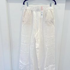 Nwt Wide Leg Elastic Waist White Linen Pant. Selling Matching Blazer As Well. White Pants With Pockets For Daywear, White Pull-on Style Bottoms For Vacation, White Wide Leg Vacation Pants With Pockets, White Wide Leg Pants With Pockets For Vacation, White Wide Leg Pants With Pockets For Daywear, White Pull-on Style Bottoms For Daywear, White Wide Leg Pants With Pockets For Beach, White Pull-on Wide-leg Pants, White Wide-leg Pull-on Pants