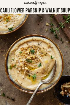 This Cauliflower and Parsnip Soup with Walnuts is as comforting as it gets. Naturally vegan and gluten-free.