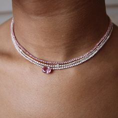 18k gold pink sapphire Hepburn choker 7.16cts pink sapphires 16" in length #AKHCK-PS-RG Anita Ko Jewelry, Expensive Jewelry Luxury, Anita Ko, Dope Jewelry, Classy Jewelry, Expensive Jewelry, Pink Necklace, Jewelry Lookbook, Fancy Jewelry