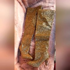 Us Size 10 Glitter Gold Thigh High Boots Gold Thigh High Boots, Us Size 10, Glitter Gold, Thigh High Boots, Thigh High, Over The Knee Boots, Thigh Highs, Over The Knee, Gold Glitter