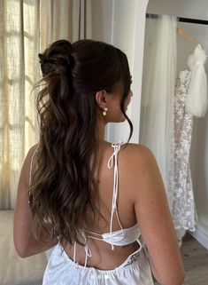 Half Up Bun Bridesmaid Hair, Formal Hair Half Up Half Down Bun, Bridesmaid Hairstyles Half Up Bun, Half Up Half Down With Bun Wedding Hair, Wedding Hairstyles Half Up Half Down Bun, Half Up Half Down Wedding Hair Bun, Hair Ideas For Prom Half Up, Formal Hairstyles Half Up Half Down, Half Up Bun Wedding Hair