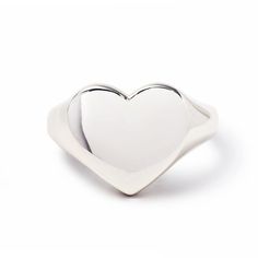 Make a bold statement with our Bold Heart Signet Ring! Crafted from sterling silver, this ring features a striking heart signet design. Elevate any outfit and show off your unique sense of style with this eye-catching piece. Sterling Silver Heart Height 0.5in(13mm), Width 0.6in(14mm) Band width 0.12in(3mm) #R142-S Trendy Silver Heart Ring For Anniversary, Trendy Silver Heart Ring For Valentine's Day, Modern Sterling Silver Heart Ring For Gift, Modern Sterling Silver Heart Ring Gift, Modern Heart Ring For Valentine's Day Gift, Trendy Silver Heart Rings, Trendy Silver Heart-shaped Ring, Valentine's Day Sterling Silver Heart Ring With Polished Finish, Modern Sterling Silver Heart Promise Ring