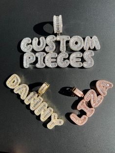 Amazing Graffiti bubble letters custom pendants!
Thousands sold!
These pendants are COMPLETELY ICED!! The shine is OUT OF THIS WORLD!!
 
 
**Price above is for ONE LETTER**
For example you need "MIKE" you would buy 4 of the letters...you need "305" you buy 3 letters
Please add the quantity of letters/numbers you need to see final price of piece!
 
 
We offer a choice of:
STONES - Moissanite (GRA certified & pass diamond tester) or AAAAA CZ
- FINISH COLOR Customized White Cubic Zirconia Jewelry, Customized Diamond Jewelry For Personalized Gifts, Customizable Diamond Jewelry For Personalized Gift, Customizable Cubic Zirconia Jewelry For Personalized Gift, Personalized Moissanite Jewelry Gift, Personalized Moissanite Jewelry As Gift, Personalized Moissanite Jewelry For Gifts, Graffiti Bubble Letters, Amazing Graffiti