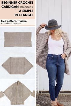 Free, Flowy Beginner Crochet Sweater Pattern + Tutorial Beginner Crochet Sweater, Pola Sweater, Jaket Crochet, Crochet A Sweater, Unique Sewing Patterns, Crochet Cardigan Tutorial, Crochet Triangle Scarf, Projek Menjahit, Crochet Sweater Pattern