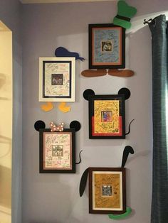 mickey mouse pictures hang on the wall