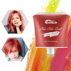 PRICES MAY VARY. 💗【Kids Safe Hair Color】The temporay hair color wax non-allergenic, non-toxic and water-soluble. So these hair color wax are suitable for children teens and adults. Red, blue, gray, blonde, orange, green, purple, white, black, pink, 10 colors to choose. 💗【Hair Color Can Show on Dark Hair】Comblor temporay hair dye overcomes the problem of dark hair dying. We have tested our temporary hair chalk comb on dark hair to ensure that the bright colour could show up clearly. If you have Temporary Hair Color For Kids, Hair Color For Kids, Dark Red Hair Dye, Washable Hair Color, Shampoo Diy, Wash Out Hair Color, Red Hair Dye, Hair Color Wax, Gray Blonde