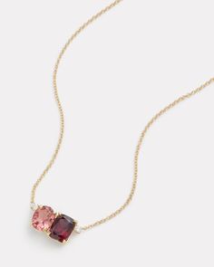 Pink Tourmaline Oval and Rhodolite Cushion Cut Pendant Necklace – Jamie Wolf Necklace With Diamonds, Layered Chains, How To Make Necklaces, Pink Tourmaline, Cushion Cut, Ring Necklace, Jewelry Shop, Tourmaline, Ring Earrings